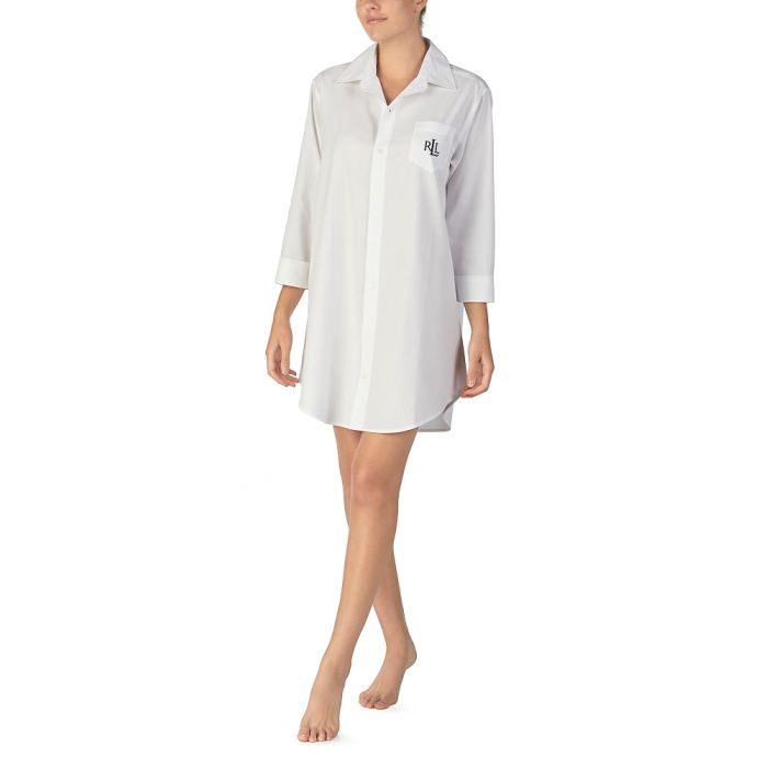 Sleepshirt SATIN STRIPES weiß von Ralph Lauren Sleepwear