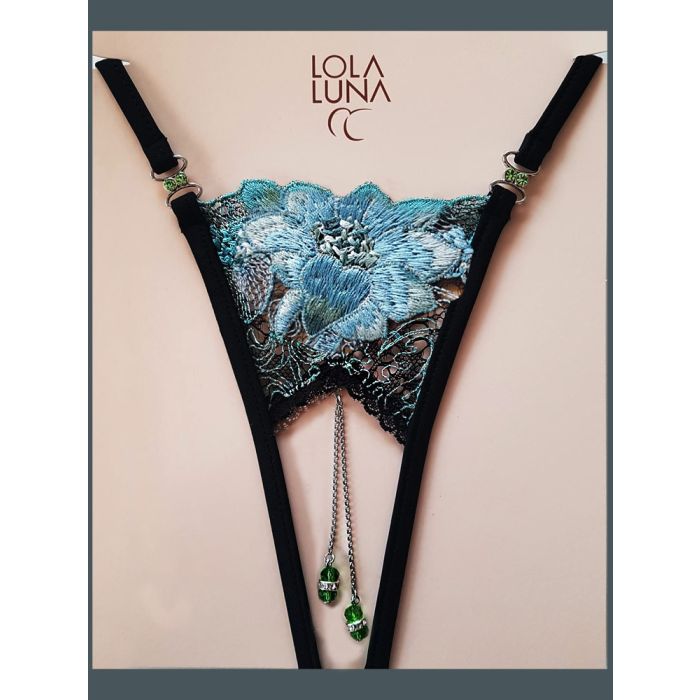 Lola Luna String CELESTE OPEN türkis-schwarz ouvert