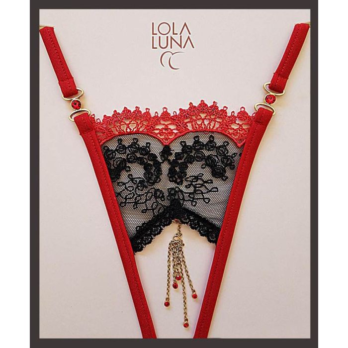 Lola Luna Ouvert String CHLOE OPEN rot-schwarz