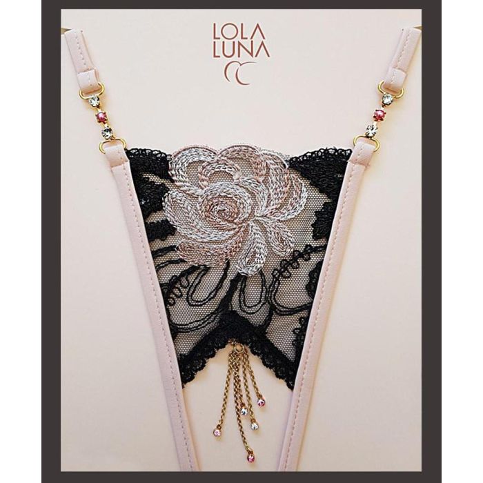 Lola Luna String VALIA OPEN schwarz-rosé ouvert