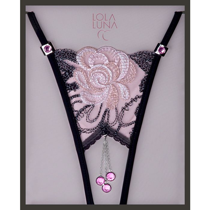 Lola Luna String VANINA OPEN schwarz-rosé ouvert