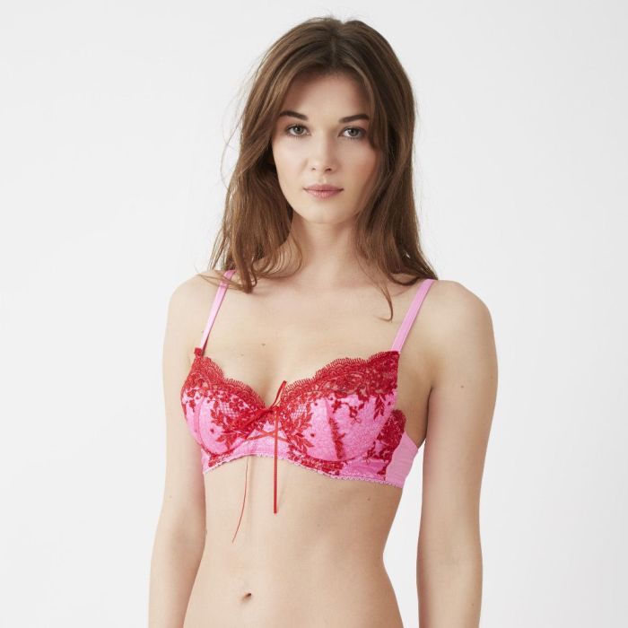 Seide Schalen- BH CINAMON SUGAR pink-rot Mimi Holliday