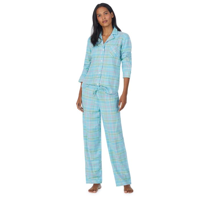 Warmer Schlafanzug FLANELL aqua von Ralph Lauren Sleepwear
