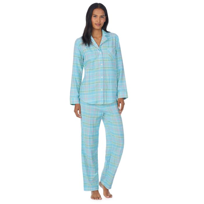 Warmer Schlafanzug FLANELL aqua von Ralph Lauren Sleepwear