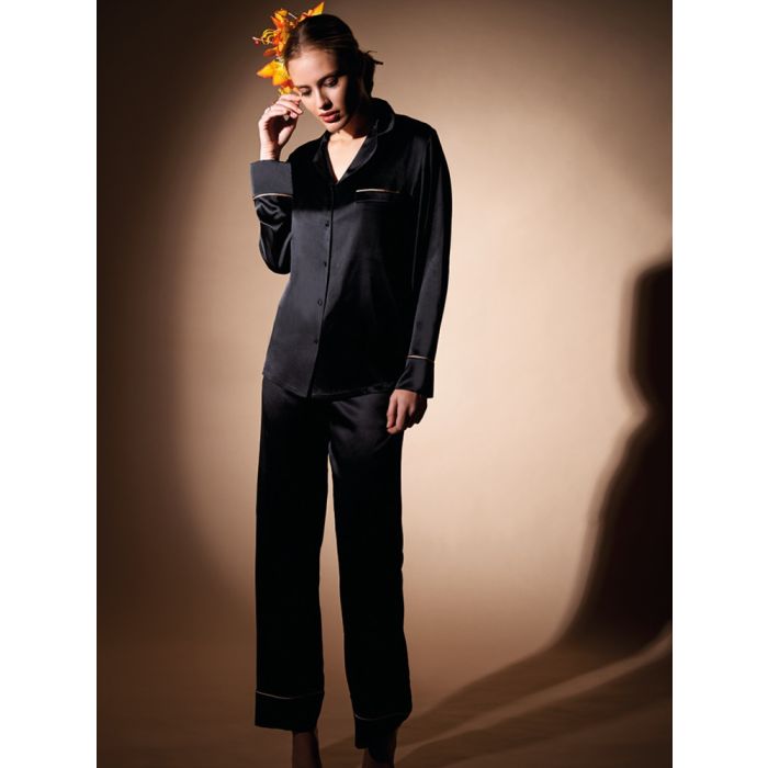 Seide Pyjama 2-tlg. CHRISTMAS CAPSULE schwarz von Chiara Fiorini