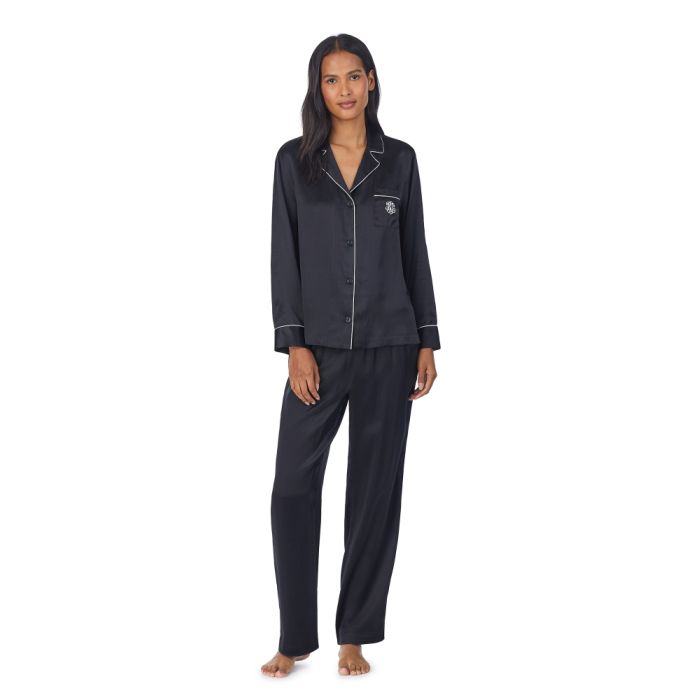 100% Seide Schlafanzug SILK PJ schwarz von Ralph Lauren Sleepwear