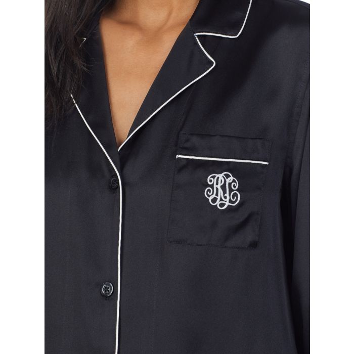 100% Seide Schlafanzug SILK PJ schwarz von Ralph Lauren Sleepwear