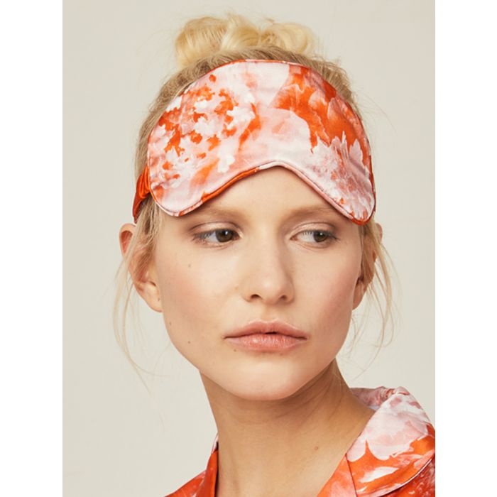 100% Seide Schlafmaske EYE MASK Tea Garden Red von Radice