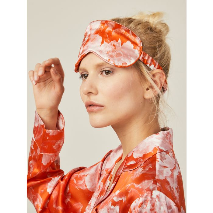 100% Seide Schlafmaske EYE MASK Tea Garden Red von Radice