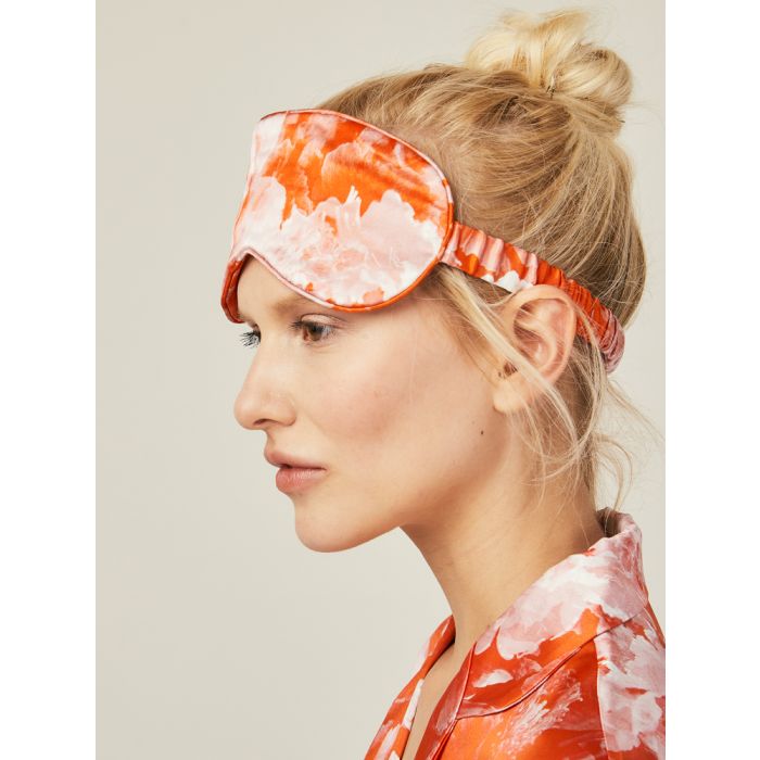 100% Seide Schlafmaske EYE MASK Tea Garden Red von Radice