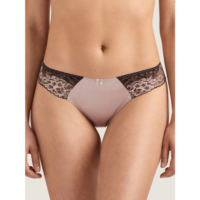 Seide Brasiliana Slip FEMME GLAMOUR altrosa-schwarz von Aubade