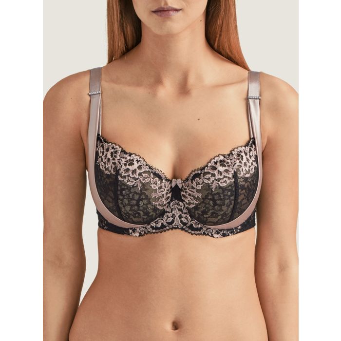 Seide Bügel BH FEMME GLAMOUR altrosa-schwarz von Aubade