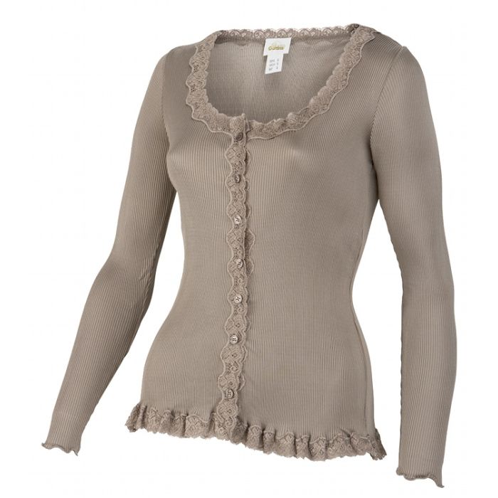 100% Seide CARDIGAN gerippt mit Spitze CURACAO von Gattina