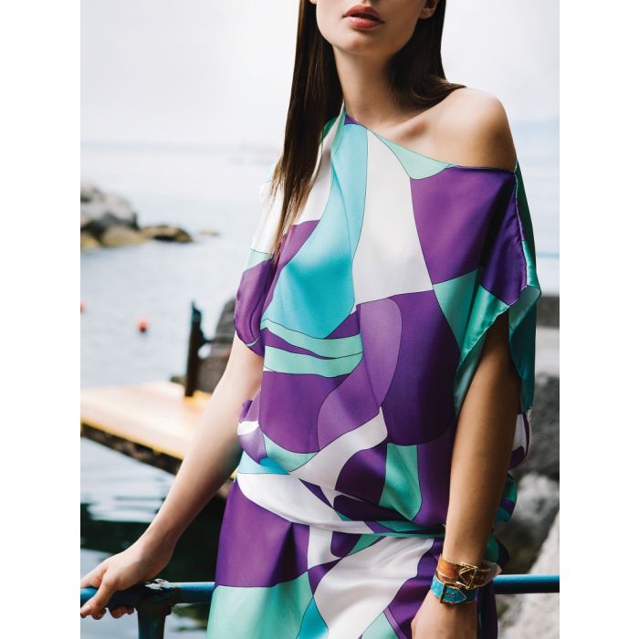 100% Seide Kaftan MODERN PRINT von Luna di Seta