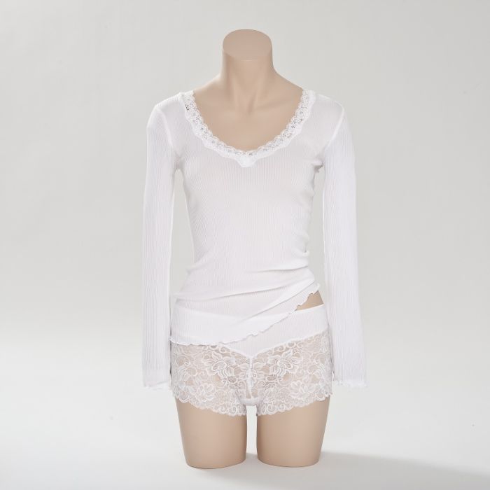 100% Seide Langarm-Shirt mit Spitze CURACAO von Gattina
