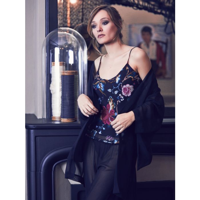 Kimono 100% Seide FIDJI MOUSSELIN schwarz von Marjolaine