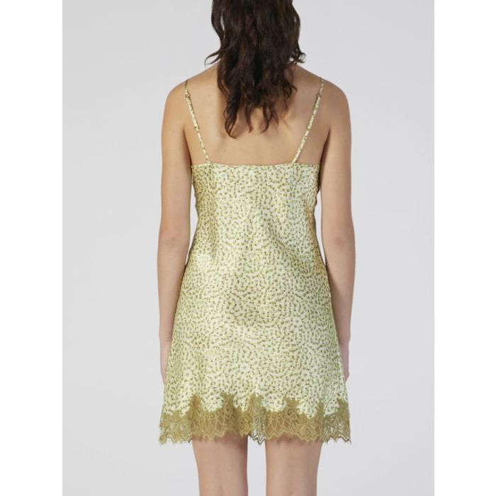 100% Seide Neglige mit Spitze kurz Kiwi Print von Verdiani