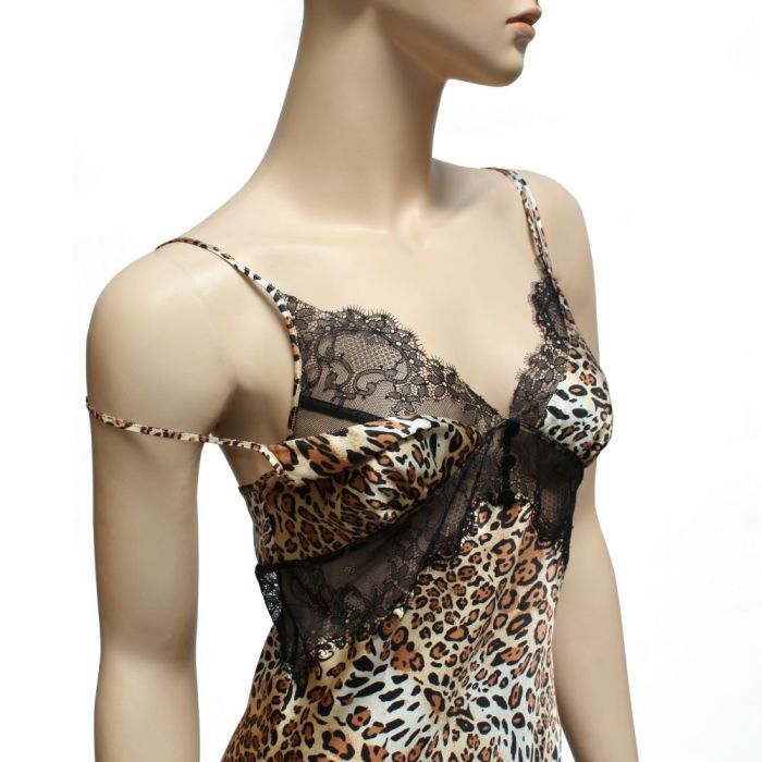 Animal-Print Seiden-Negligé LEOPARD von Luna di Seta