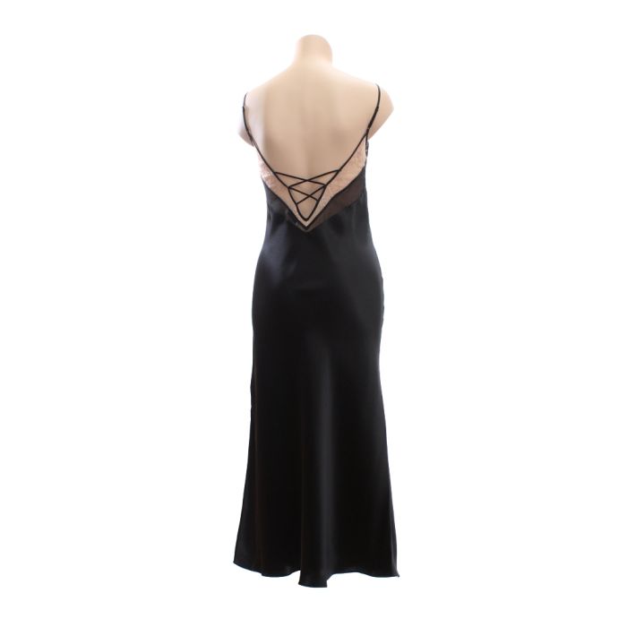 Langes Seidennegligé MODERN LACE in SCHWARZ von Luna di Seta
