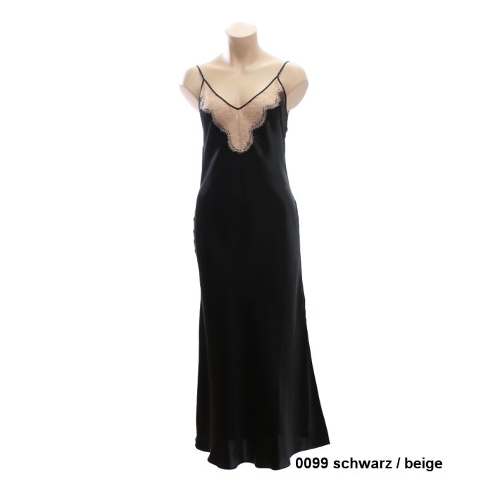 Langes Seidennegligé MODERN LACE in SCHWARZ von Luna di Seta