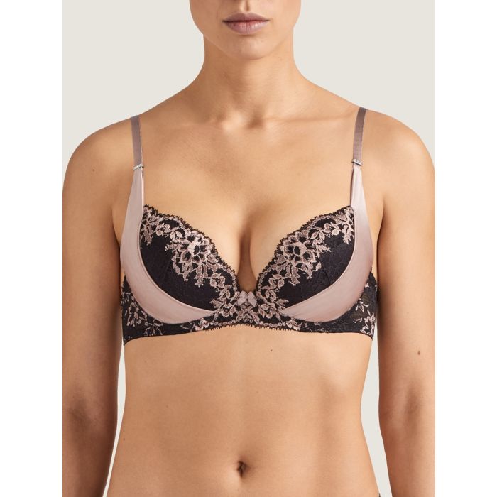Seide Push-Up BH FEMME GLAMOUR altrosa-schwarz von Aubade