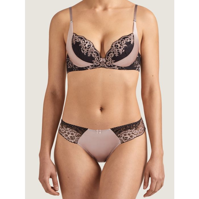 Seide Push-Up BH FEMME GLAMOUR altrosa-schwarz von Aubade