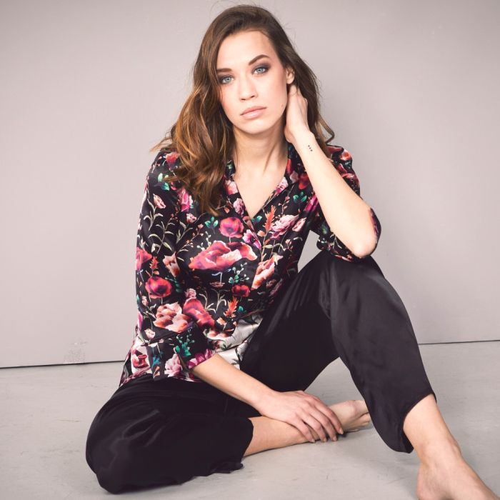 100% Seide Pyjama ROSES von Eva B. Bitzer