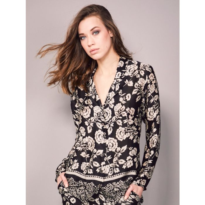 100% Seide Pyjama FLOWER schwarz gold von Eva B. Bitzer