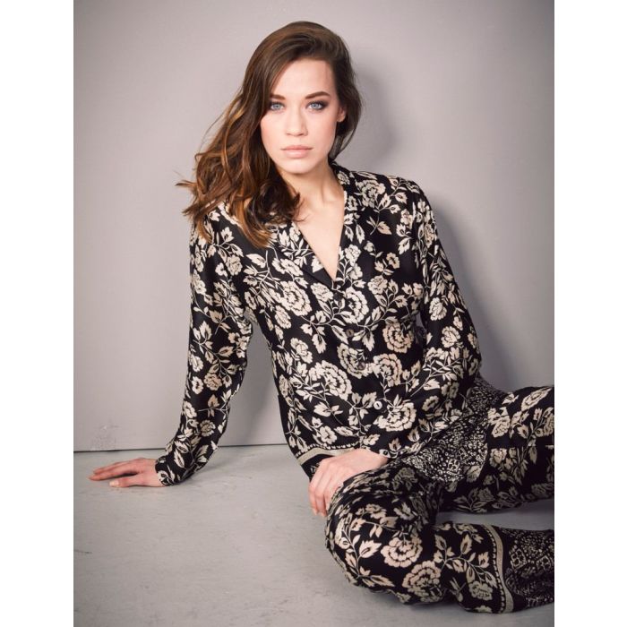 100% Seide Pyjama FLOWER schwarz gold von Eva B. Bitzer
