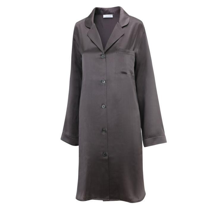 100% Seide Langarm Sleepshirt KLASSIK SATIN von Eva B. Bitzer