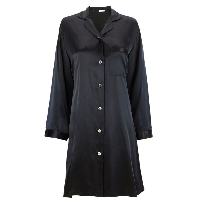 100% Seide Langarm Sleepshirt KLASSIK SATIN von Eva B. Bitzer