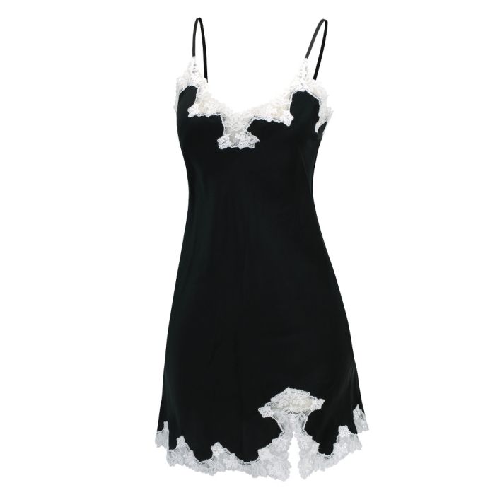 100% Seide Neglige SATIN + LACE kurz von Eva B. Bitzer