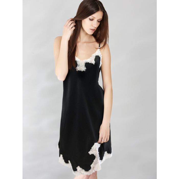 100% Seide Neglige SATIN + LACE kurz von Eva B. Bitzer