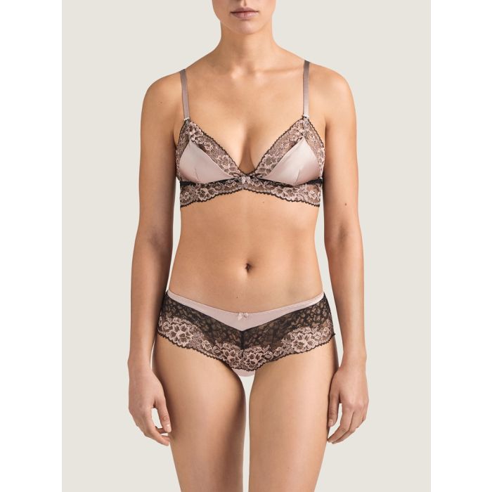 Seide Triangel BH FEMME GLAMOUR altrosa-schwarz von Aubade