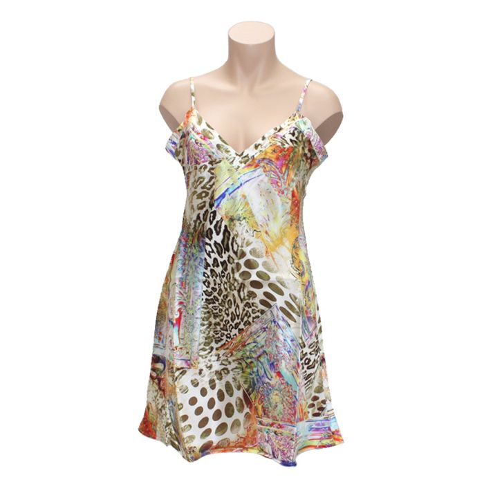 100% Seide Nachtkleid MARRAKESCH mit Animalprint von Eva B. Bitzer