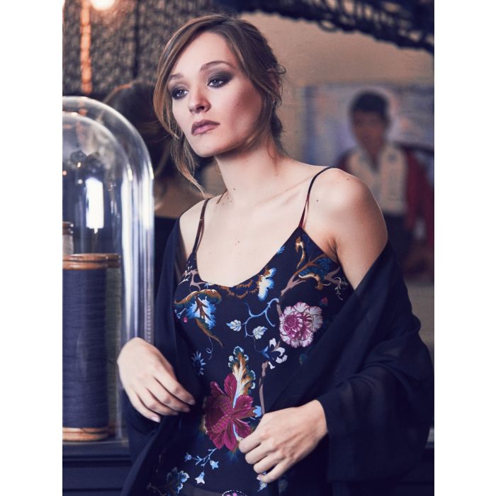 Seidennachthemd 100% Seide FIDJI MOUSSELIN Blumendruck von Marjolaine