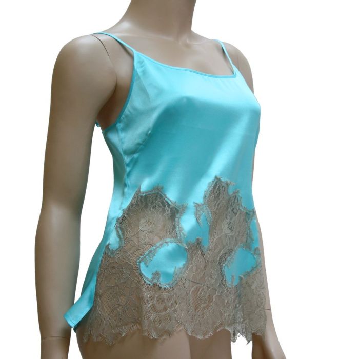 Seidentop DESIDERIO AQUA mit Spitze von GATTINA