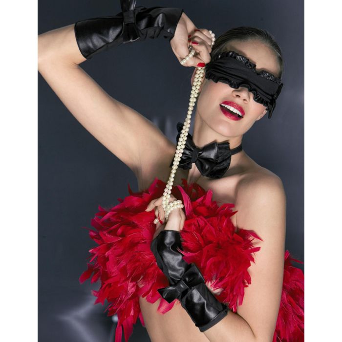 3 tlg. Set MARGOT Maske Fliege Armstulpen von Trasparenze