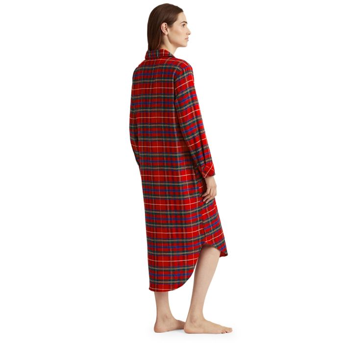 Sleepshirt lang FLANELL rot kariert von Ralph Lauren Sleepwear