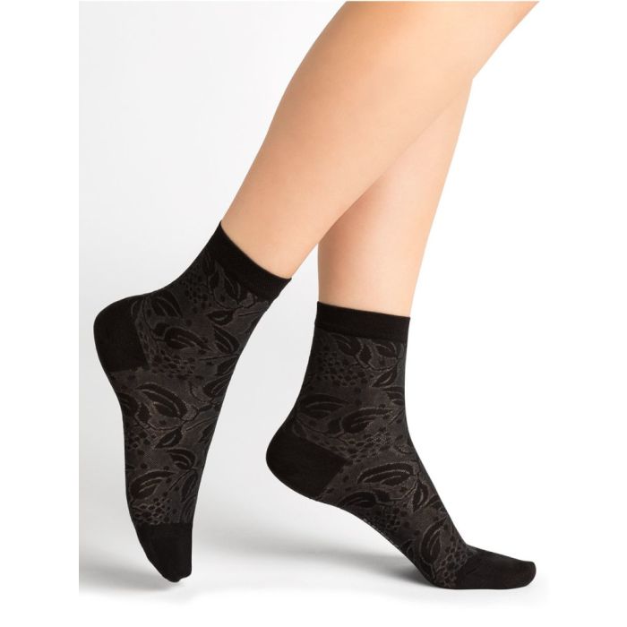 Damen Seidensocken Blumenmuster aus 71% Seide von Bleuforêt