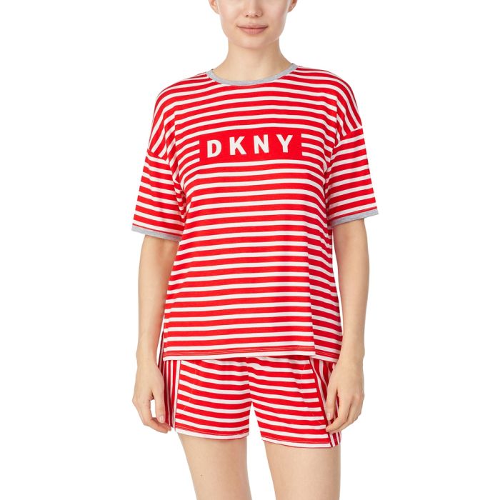 Viscose Sommerpyjama NEW YORK ENERGY rot-weiß von DKNY Sleepwear