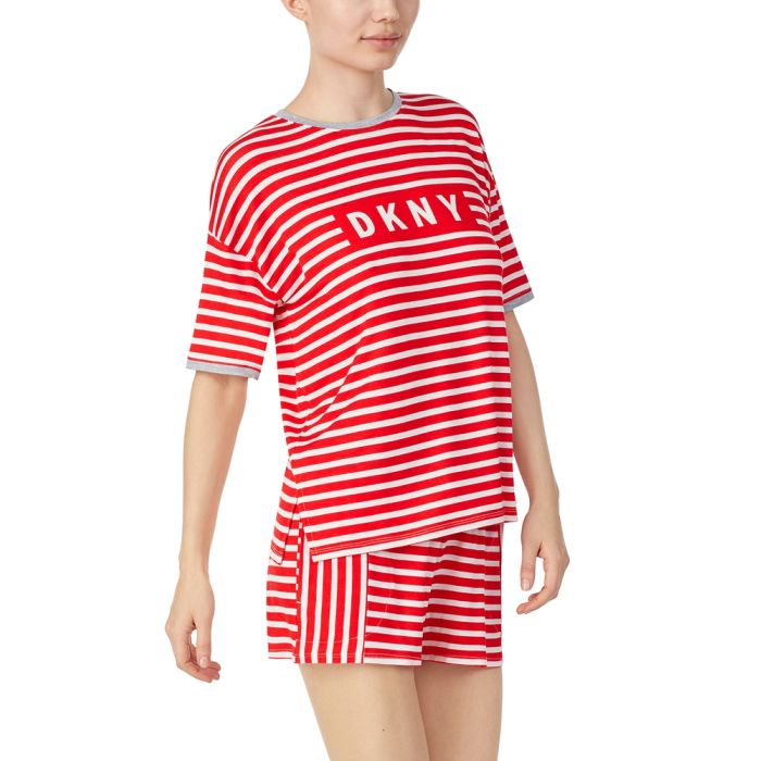 Viscose Sommerpyjama NEW YORK ENERGY rot-weiß von DKNY Sleepwear
