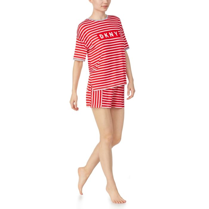 Viscose Sommerpyjama NEW YORK ENERGY rot-weiß von DKNY Sleepwear