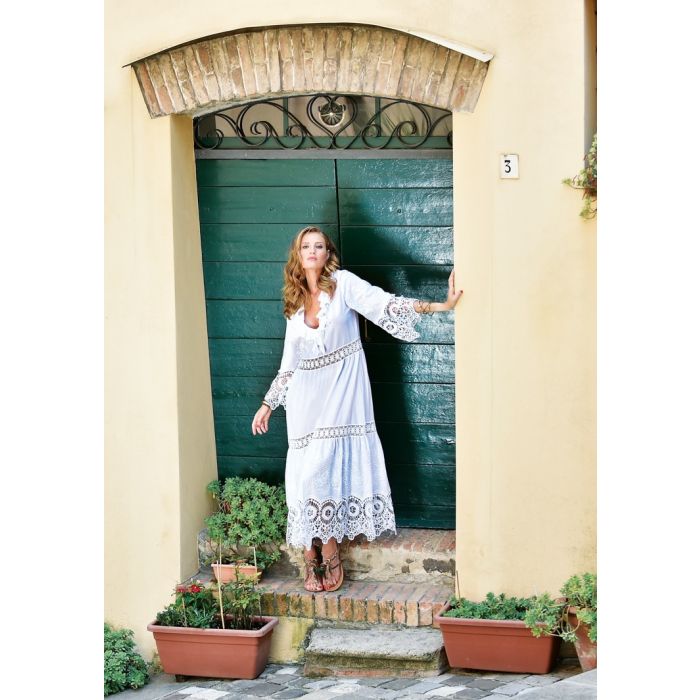 Langes Sommerkleid mit Stickerei BIANCO von Chiara Fiorini