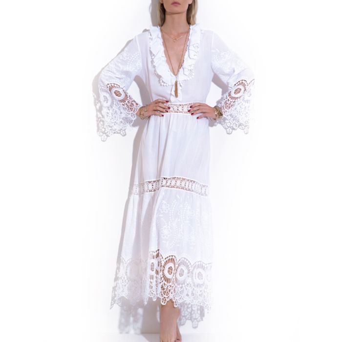 Langes Sommerkleid mit Stickerei BIANCO von Chiara Fiorini