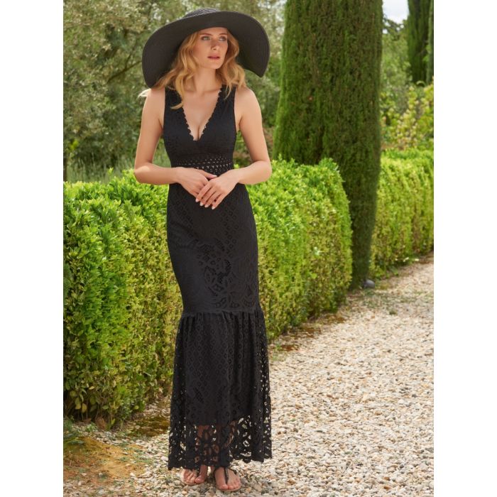 Baumwolle-Spitze Sommerkleid GITANE schwarz von Marjolaine