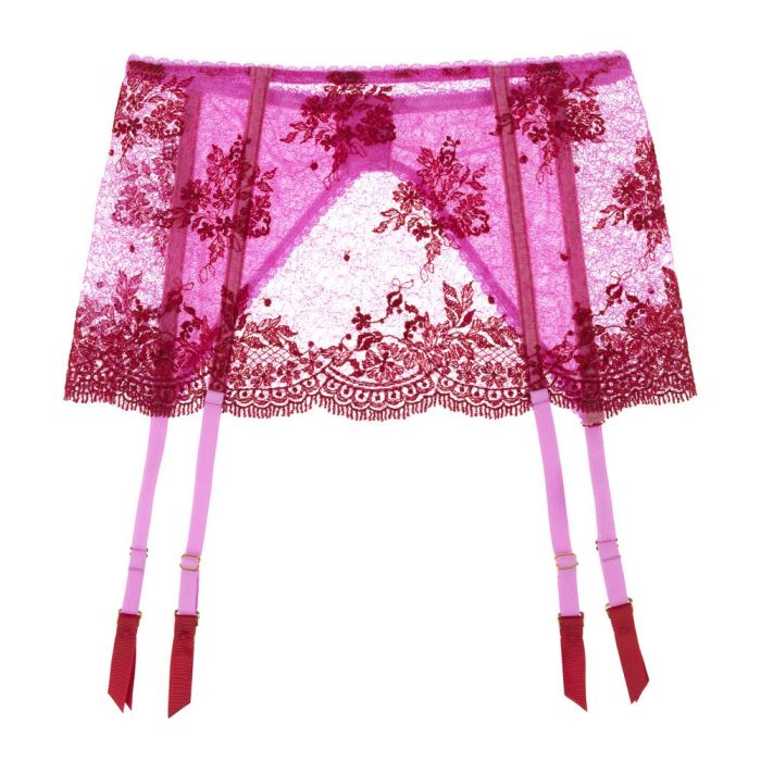 Spitze Strapsgürtel Wide Suspender CINAMON SUGAR pink-rot Mimi Holliday