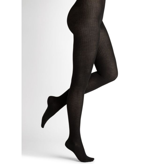 Ripp-Strumpfhose CASHMERE SILK mit Baumwolle von Bleuforêt