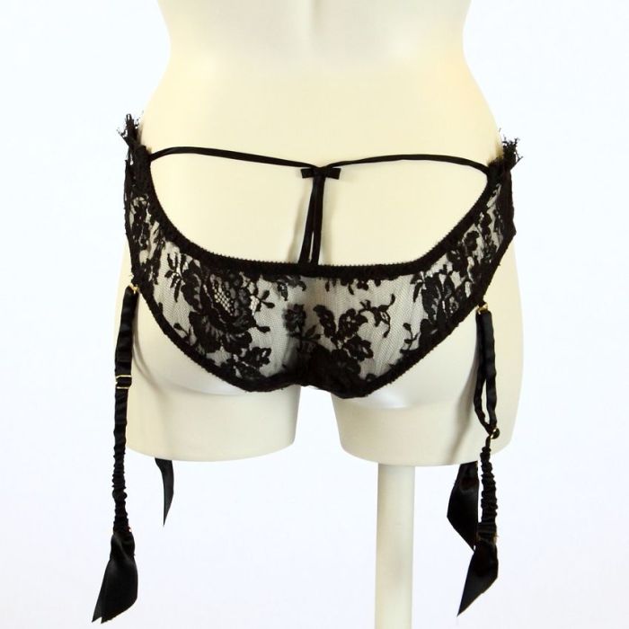 Spitze Straps-Slip TEASE SUSPENDER BRIEF von Shell Belle Couture