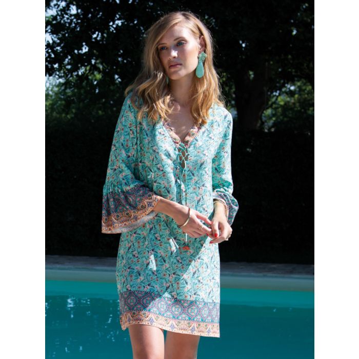 Viscose Tunika TROPIC No. 3 türkis von Chiara Fiorini